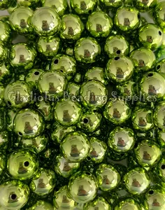 16mm Apple Green UV Beads, UV Solid, Acrylic/Resin, Loose, Chunky, Round, Gumball, Crafting Supplies