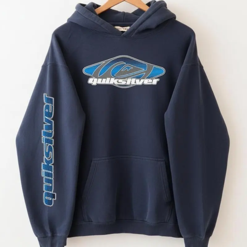 Vintage 90s Quiksilver Big Logo Surfing Hoodie Vintage 1990s, Quiksilver Sun Faded Surfing Crewneck