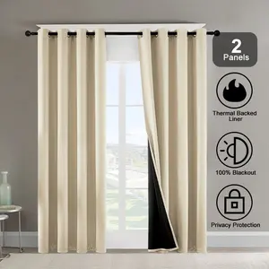 Grommets Thermal Insulated with Coated Lining 52 in.W x 63 in.L Indoor Blackout Curtains (Set of 2)