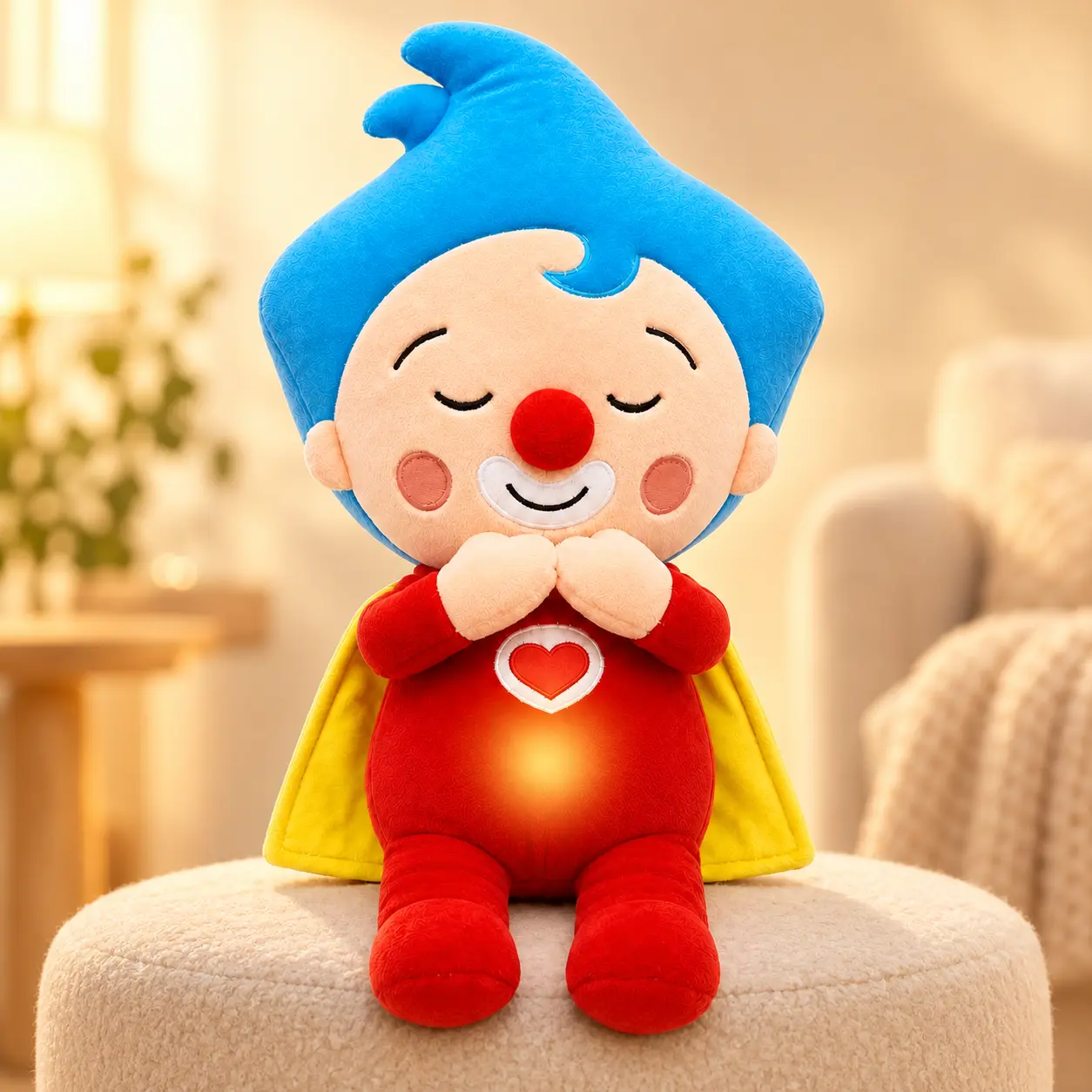 15Inch Soft Adorable Stuffed Animal Sleep Soother - Anxiety Relief, Super Fluffy Plush Animal Stuffed Toy with Glowing Belly, Unisex Rhythmic Breathing Electric Pet Toy, Toddler Bedtime Companion, Birthday/Baby Shower Gift