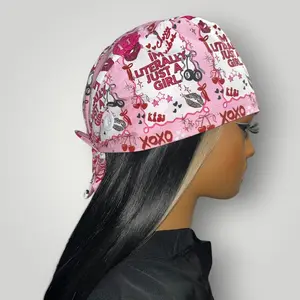 Im Literally Just A Girl Satin-Lined Tie Back Nursing Scrub Caps