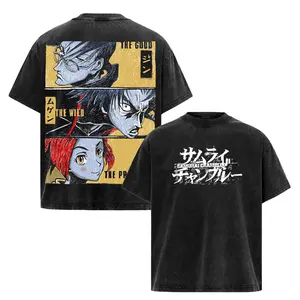 Samurai Champloo Lightweight Washed Tee - Stylish Anime Graphic T-Shirt for Streetwear Fans, Unisex Fit, Soft Comfortable Fabric for Everyday Casual Wear