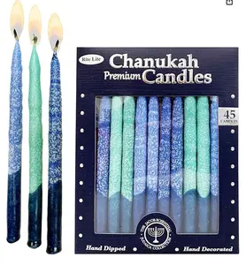 Rite Lite Premium Dripless Frosted Hanukkah Candles - Blue Shades Bulk Pack of 45