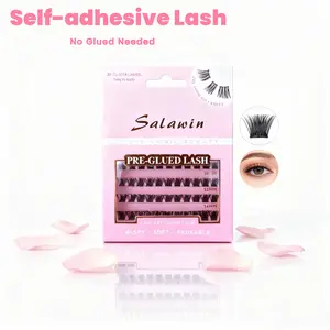 High Quality Press on Lashes Pre-glued Cluster Kit Lashes Vegan Reusable Pre Glued Cluster Lashes Self Adhesive Lashes self-application individual lash cherie ful beauty monolids soft band spiky anime