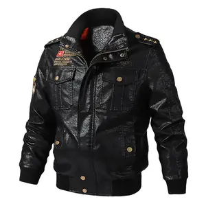 New men's fleece - lined leather jackets for Autumn/Winter 2024. Stylish biker leather jackets, trendy baseball - style leather outerwear for young people with embroidery. Menswear Coats Tops Long Sleeve Motocross Yellow