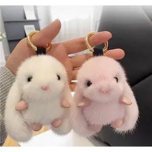 1 Piece Big-Eared Rabbit Plush Keychain - Soft and Fluffy Plush Animal with Expressive Eyes, Cute Backpack Charm and Keychain Pendant - Durable Stitching, Compact and Portable Plush Toy