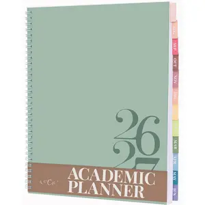 Academic Planner 2026-2027, Daily, Weekly  Monthly Planner, July 2026 - June 2027, Student Notes Pages, -Wire Binding, Weekly Agenda for School  Work (8.5 x 11-Inches, Classic, Green)