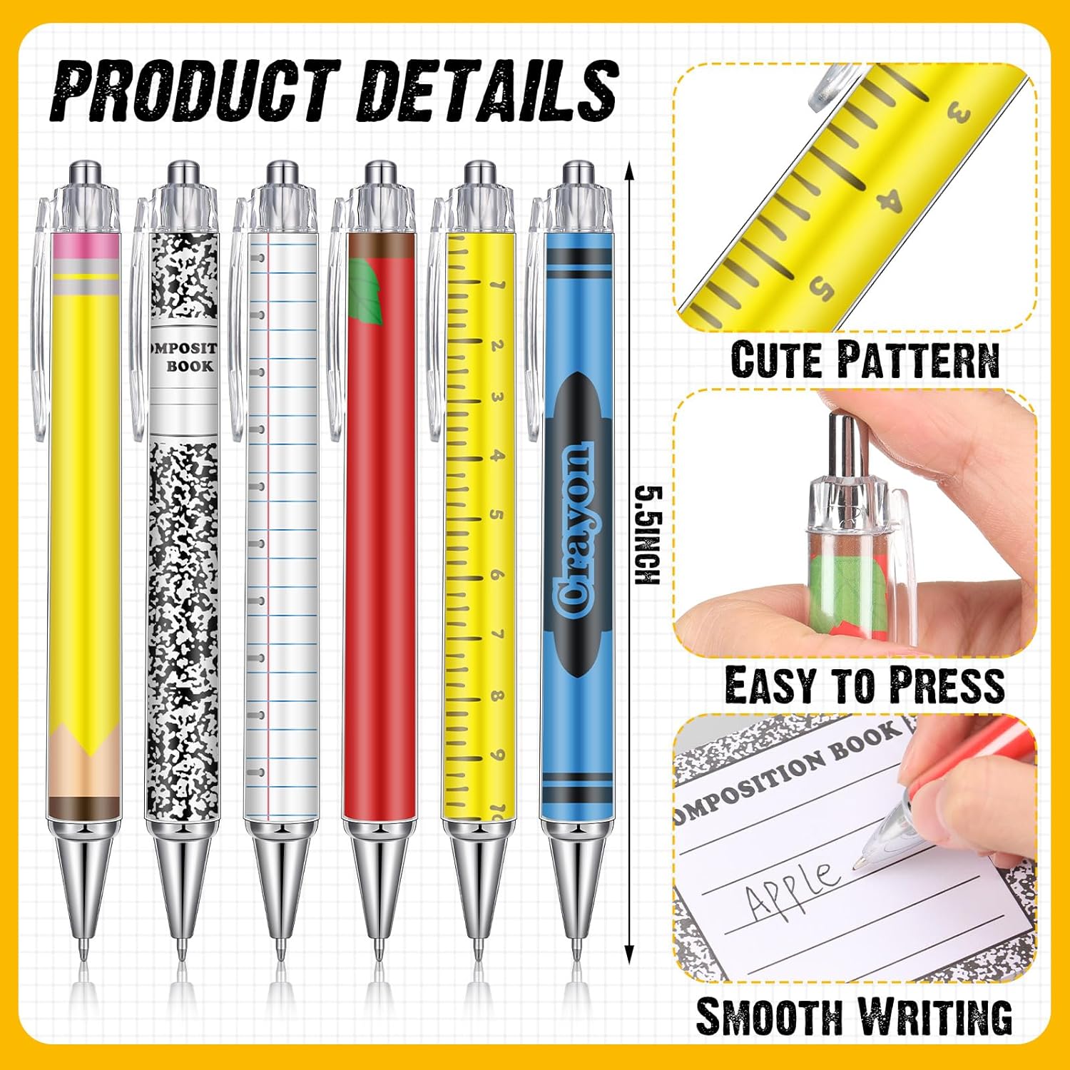 6/12 Pcs Back to School Teacher Gift Bags Canvas Tote Bags with Pencil Crayon Marble Notebook Apple Pattern Thank You Gift Handbags for Teacher Student,School Study Supplies,Welcome First Day of School Teacher Appreciation Class Rewards Graduation Gift