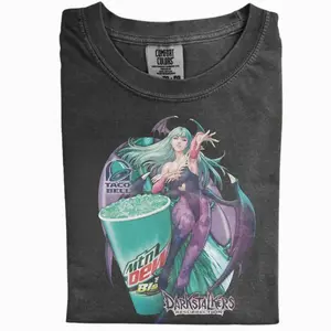 Morrigan Darkstalkers Shirt, Mountain Dew Baja Blast Anime Parody Tee, Taco Bell Gamer Girl Graphic T-shirt, Vaporwave Arcade Y2K Aesthetic Shirt, Gift for Men, Gift for Women, Crew Neck T-shirt, Trending T-shirt