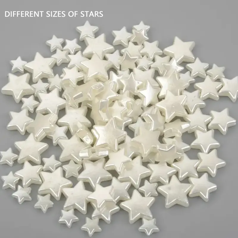 Soft Milk White Multi Size Pentagram DIY Shiny Three Dimensional Star Scatter Beads Handmade Hair Accessories Ornament Decoration Material Package