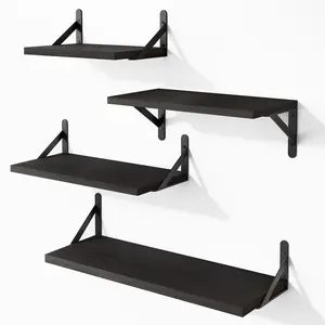 Floating Shelves for Wall, Black Wall Shelves Different Sizes for Living Room, Bathroom, Bedroom, Kitchen, Home Decor