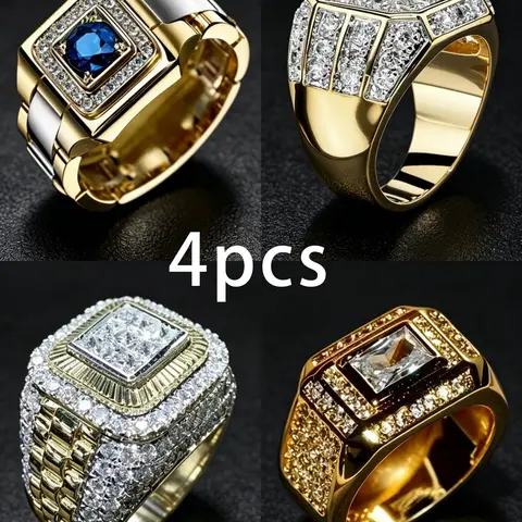Men's Wide Band Ring Set, Stackable Fashion Rings, Bold Punk Style Ring Jewelry, Ideal Gift for Boyfriend & Dad, Fashion Accessories for Music Festival