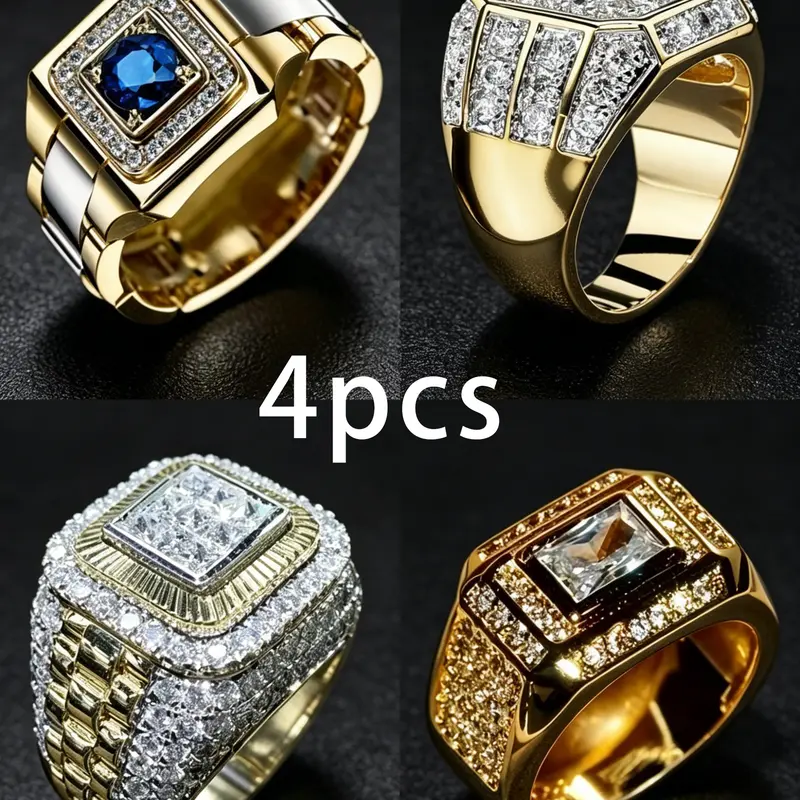 Men's Wide Band Ring Set, Stackable Fashion Rings, Bold Punk Style Ring Jewelry, Ideal Gift for Boyfriend & Dad, Fashion Accessories for Music Festival