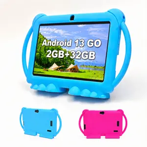 7-Inch Kids Tablet Android 13 – 32GB ROM 2GB RAM, 2.4G WiFi, Eye Protection Display, Parental Control, Dual Cameras, Shockproof Silicone Case + Educational Apps, Built-in Speaker – Perfect Toddler Gift