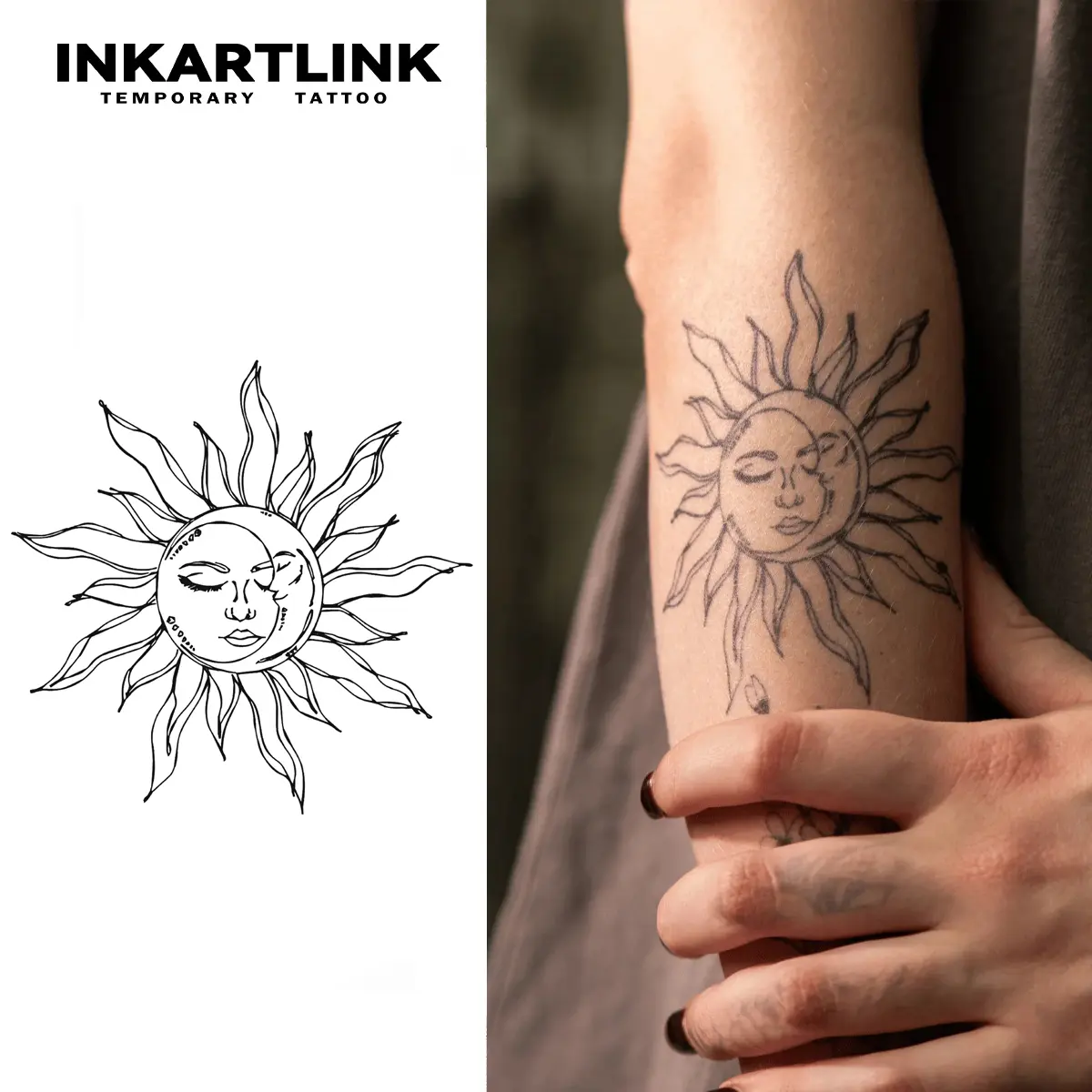 INKARTLINK Solstice Glow Fake Tattoos, Waterproof & Long Lasting Semi-Permanent Art for All Skin, Lasts 1-2 Weeks, 2 Sheets, Tattoo Art, Realistic Look