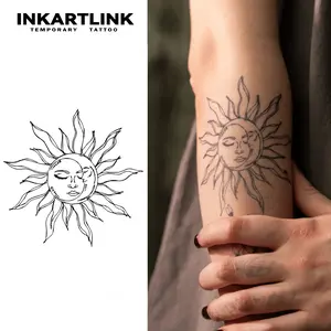 INKARTLINK Tattoo Tech, 2 Sheets Semi-Permanent Temporary Tattoos ,Solstice Glow,Adult Art Design,Lasts 1-2 Weeks, Waterproof, Realistic Look, No Adhesive, No Reflection,For Man And Woman,Ideal for Swimming, Party