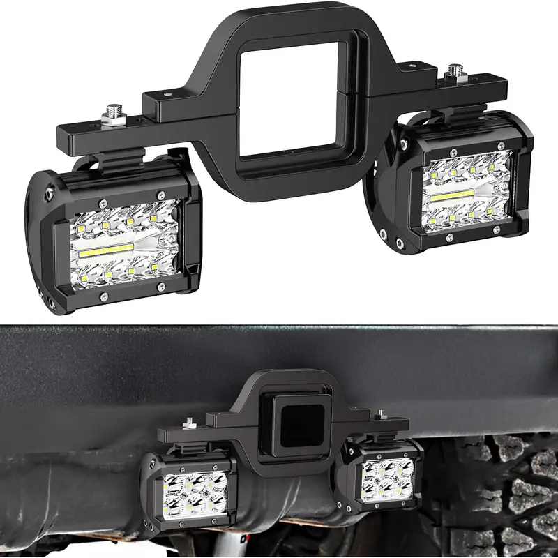 Nilight 2 Pcs 4-Inch 60W Output LED Work Light Pods with 2-Inch Tow Hitch Mounting Brackets, Backup Reverse Tailgate Bar, 9-30V DC, 2700LM Wide Spread, 6063 Alu Housing, Truck SUV Underglow Accessories, Led Car Lights, Tow Trailer Kit