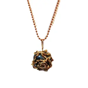 Hematite Stone Wrapped in Copper Necklace with Unique Design and Chain Jewelry