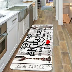 Kitchen Floor Mat, 1 Count Letter & Kitchen Utensils Pattern Kitchen Runner Rug, Non-slip Kitchen Mat, Decorative Carpet for Home Kitchen Dining Room, Home Decor Rugs