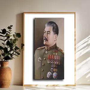Joseph Stalin The Military Portrait of a Soviet Leader Wall Art Vintage Black and White Art Posters Funky Aesthetic Canvas Prints Retro Bar Cart Decor for Bar Bedroom