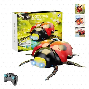 MiniGear Wall Climbing Ladybug RC Car with Opening Wings, Remote Control Bug Toy for Kids, Floor, Wall & Ceiling Crawling, 360° Rotating Electric Ladybug with LED Lights, Birthday & Christmas Gifts for Boys Girls 3-10+