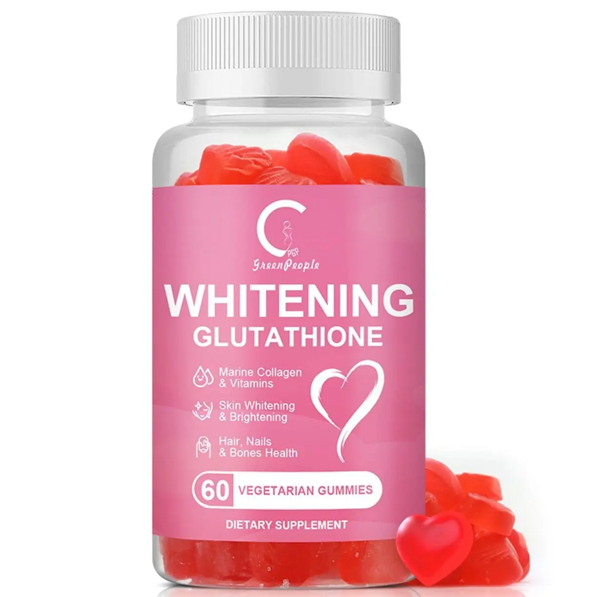 500mg Glutathione Whitening Gummies Skin Lightening Dark Spots Remover 60 Pills