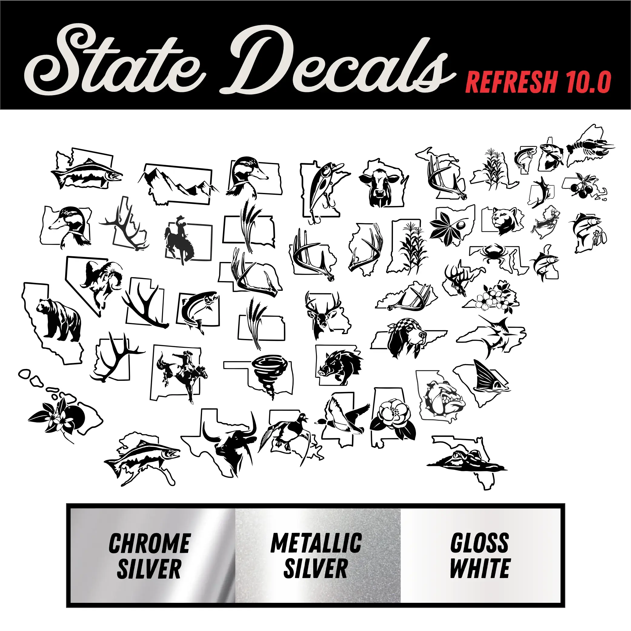 U.S. State Decals - High Quality Outdoor vinyl - Refresh 10.0 U.S. State Decals - High Quality Outdoor vinyl - Refresh 10.0