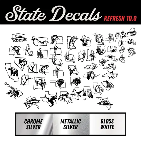 U.S. State Decals - High Quality Outdoor vinyl - Refresh 10.0