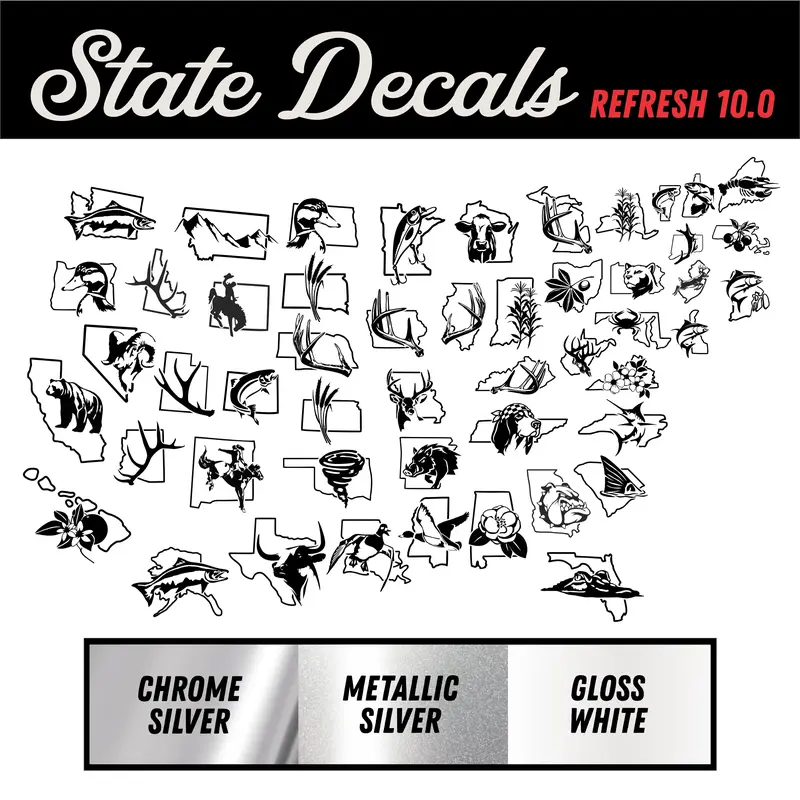 U.S. State Decals - High Quality Outdoor vinyl - Refresh 10.0