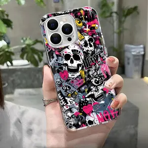 Dark Skull Deep Black Phone Case For iPhone 16E 13 14 15 16 17ProMax 12 11 Luxury Shockproof Cover