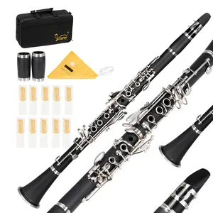 Flower Dance 17 Keys Flat B Black Clarinet with Two Mouthpieces Connector for Beginner Student Last Chance for Summer Labor Day Weekend