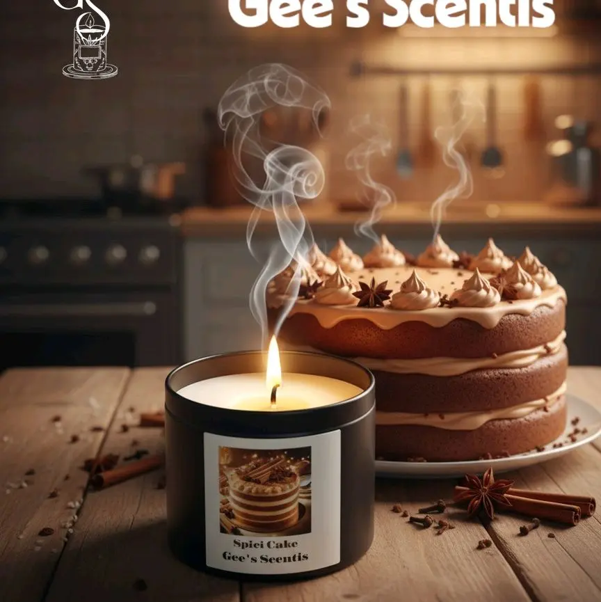 Gee's Scentis Spici Cake 8 oz Candle in Special Edition Reusable Tin - Spici Cake Scented Wax Tin