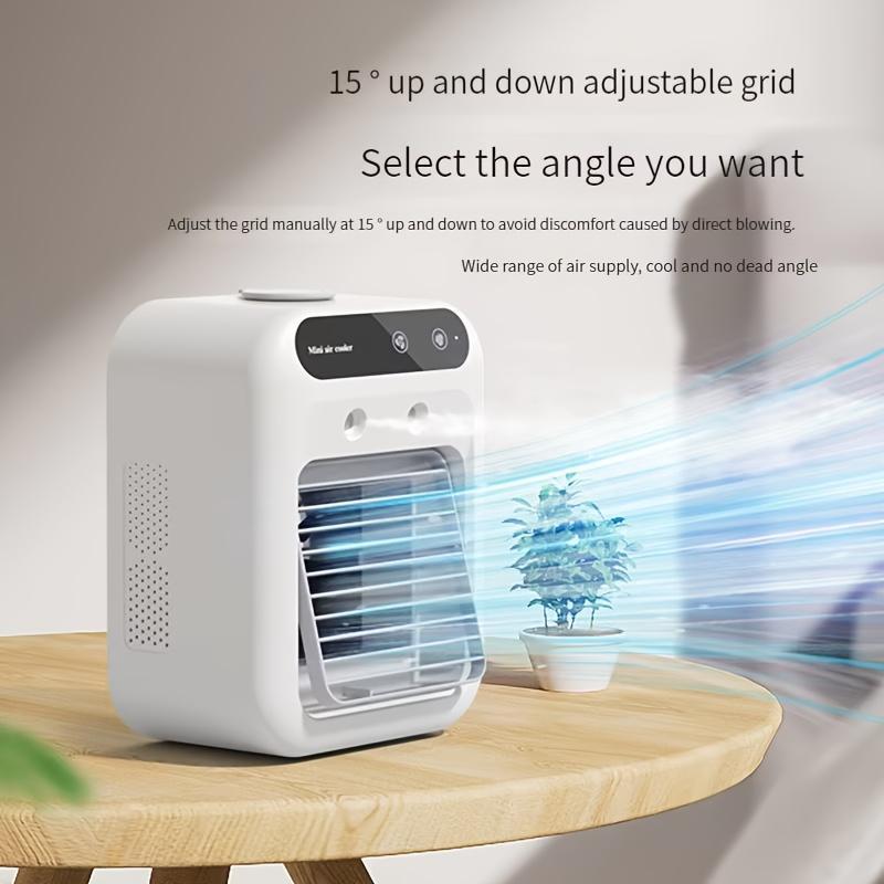 1pc Rechargeable Mini Air Conditioner Portable Water Cooling Fan Humidifier Purifier Desktop Air Cooler Fan for Office Desktop