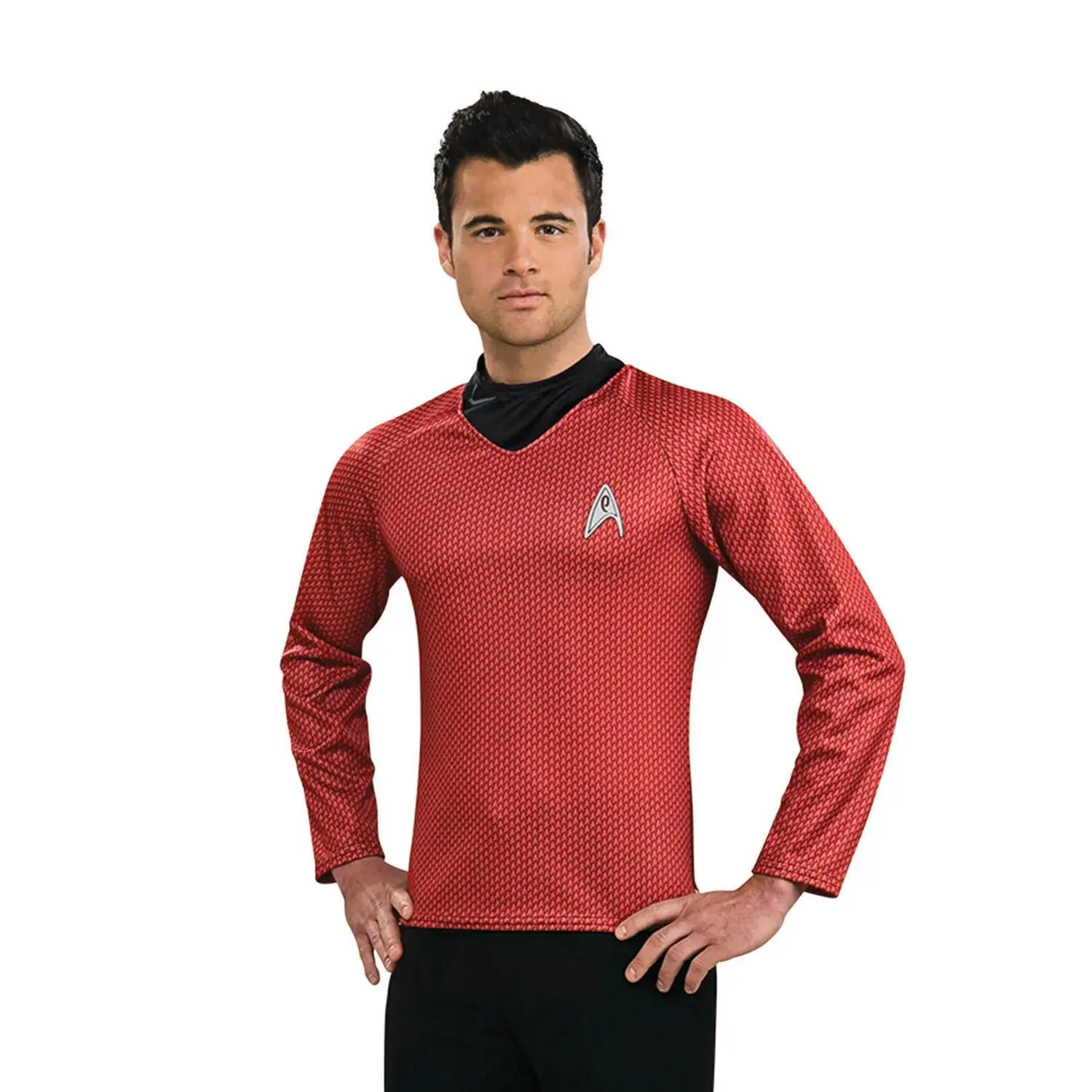 Star Trek Scotty Costume Shirt for Men, Solid Red Long Sleeve Polyester Cosplay Top for Halloween, Extra Large, Includes Shirt, Clothes, Menswear, Scotty Role