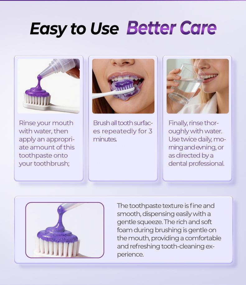 YOOMU 1 Purple Bright White Toothpaste | Color Repair & Yellow Stain Removal + Long-Lasting Freshness