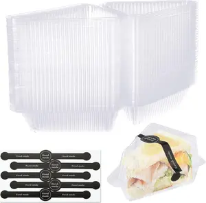 200 Pcs Individual Disposable Clear Plastic Hinged Cake Slice Containers with Lids, Triangle Cake Boxes for Pie Slice Cheesecake Tres Leches Flan Desserts, Perfect for Take Out To Go