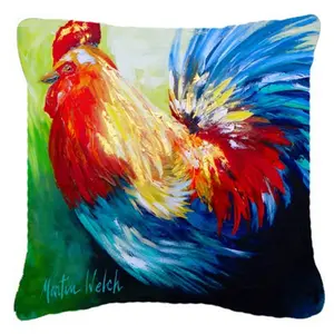 Carolines Treasures  Rooster Chief Big Feathers Canvas Fabric Decorative Pillow