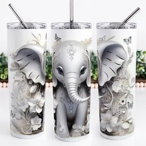20 oz elephant tumbler with straw Drinkware
