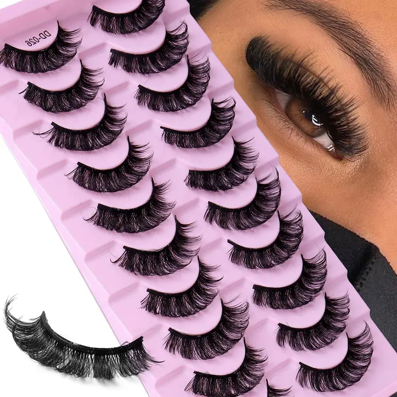 Summer Natural Cosmetic False Eyelashes, Wispy Cat Eye Cluster Individual Lash Extension Kit for Women, DIY Curling Natural False Eyelash Kit for Eye Makeup Enhancement, Lash Clusters