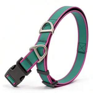 Stylish and Functional Green & Pink Color Block Dog Collar – Adjustable, Waterproof, and Traction-Friendly for Small & Medium Dogs poppy swivel leash freedom harness