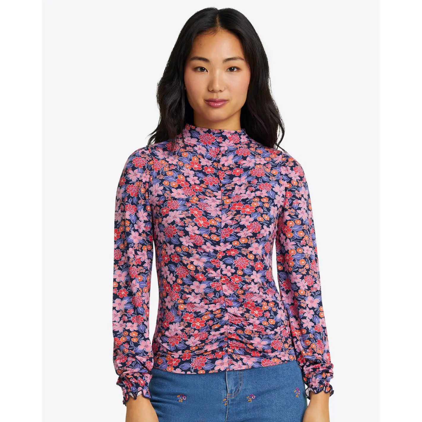 Knit Turtleneck in Abstract Dahlia