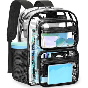 Heavy-Duty Clear Backpack for School and Work, Large Transparent Bag with Reinforced Straps