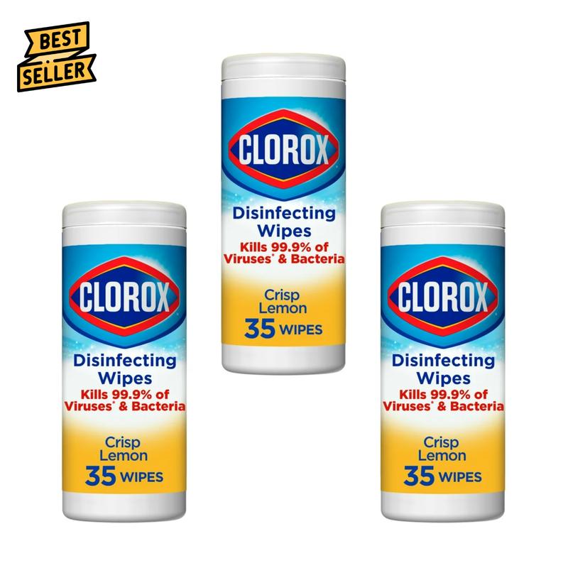 Clorox Bleach-Free Disinfecting and Cleaning Wipes, Crisp Lemon, 3 Pack x 35 Count