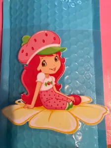 Strawberry Shortcake UV DTF Decal – 4.25x4.25 Waterproof Cup Wrap – Cute Pink Berry Sticker