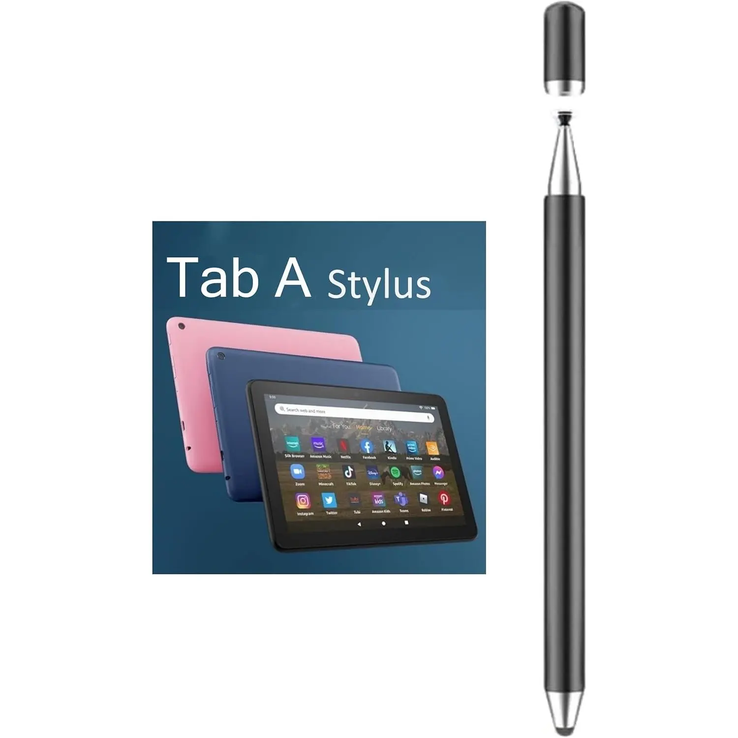 2-in-1 Stylus Pen for  Galaxy Tab A9+ Plus/A9/A8/A8 Plus/A7/A7 Lite, High Sensitivity & Precision Capacitive Pencil for iPad Pro//Fire /Surface Tables  Touch Devices (Black)