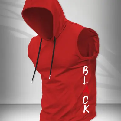 Mens Hoodies Red No Sleeve Hoodie No Sleeve Hoodie Men TikTok Shop