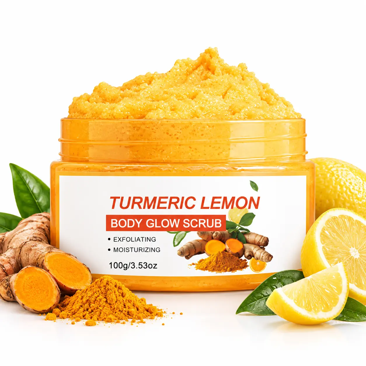 Turmeric Lemon Body Scrub, Exfoliating& Moisturizing Body Glow Scrub, DeepCleansing Scrub for Soft, Smooth & RadiantSkin, 100g/3.53oz Each