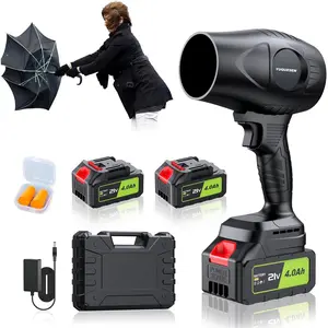 980,000 RPM Leaf Blower - 21V Leaf Blower with 2*4.0Ah Batteries & Fast Charger - Lightweight for, Lawn, Yard, Deck - Light Black