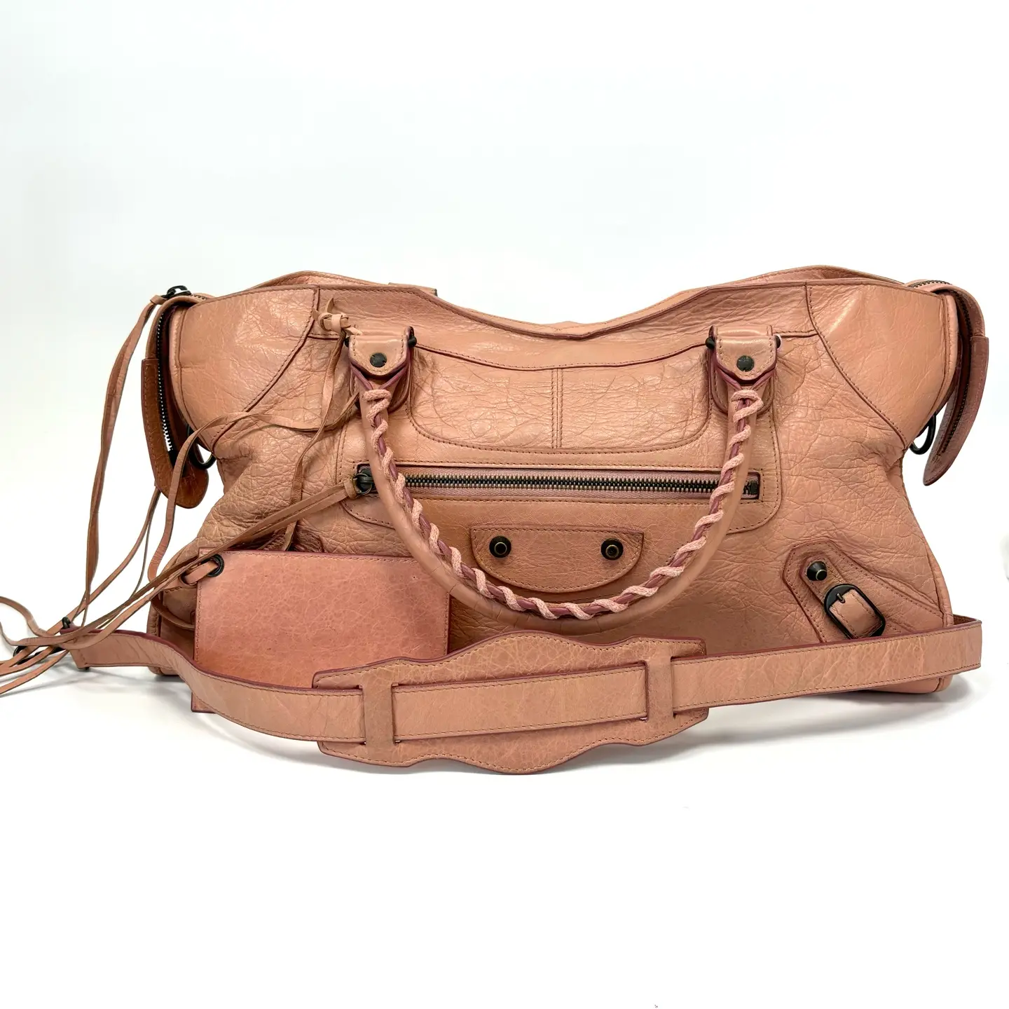 Pre-owned Balenciaga Pink Large City Crossbody Bag 42cm, Includes Mini Mirror, Style N22601370