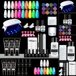 2025 Beginner’s Acrylic Nail Extension Kit – Includes 3-Color Extension Gel, UV Lamp, Acrylic Gel Polish, Acid-Free Base Coat | Perfect for Home DIY Nail Extension Salons